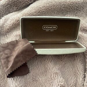 Coach Hard Shell White Glasses Case with Monogram